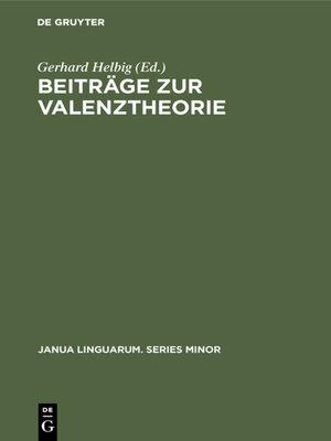 cover image of Beiträge zur Valenztheorie